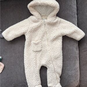 Zara Cream Sherpa Hooded Baby Footie